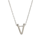 Charm Initial Letter V  925 Sterling Silver Necklace with Chain